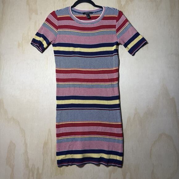Forever 21 Dresses & Skirts - Forever 21 Ribbed Knit Midi Dress Large Striped Bodycon Short Sleeve‎